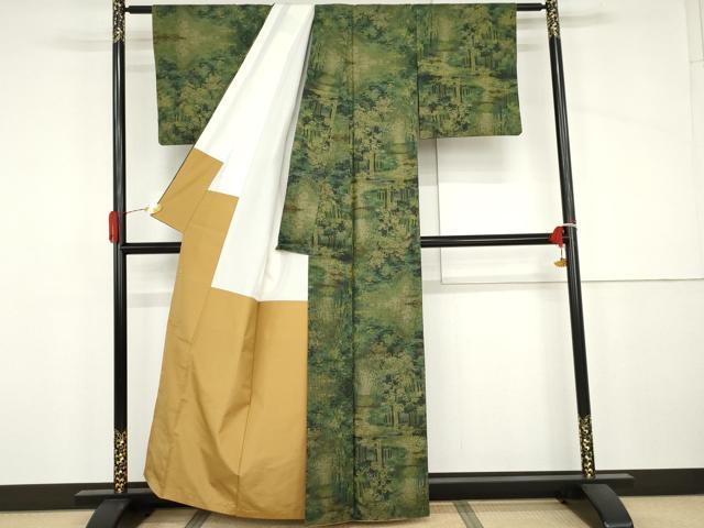平和屋着物●本場大島紬 一元7マルキ 笹竹文 正絹 逸品 AABJ3215cs