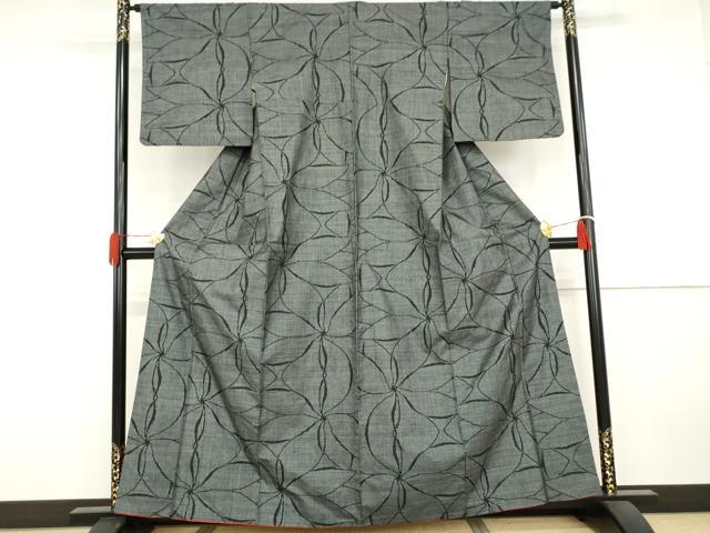 平和屋着物●本場大島紬 一元7マルキ 花尽くし 黒地 正絹 逸品 AABJ3219cs
