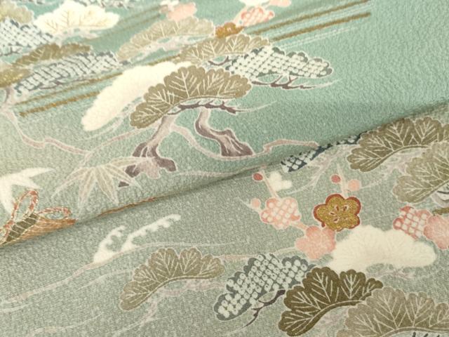 平和屋着物●訪問着 友禅 浜松風景吉祥文 暈し染め 金糸 金彩 正絹 逸品 AABJ3228cs