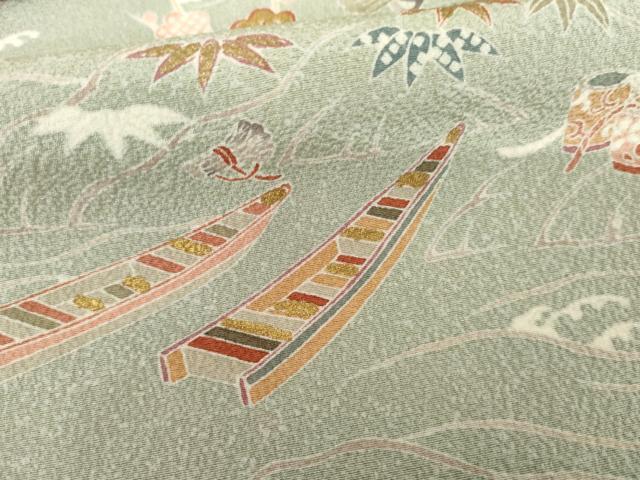 平和屋着物●訪問着 友禅 浜松風景吉祥文 暈し染め 金糸 金彩 正絹 逸品 AABJ3228cs