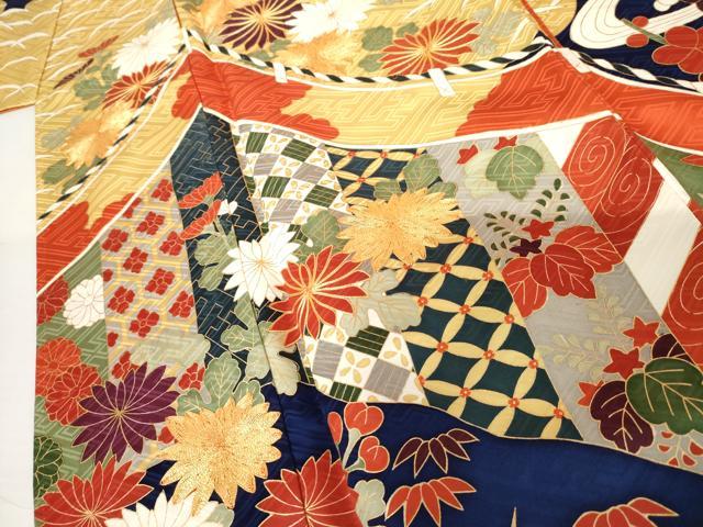 平和屋着物●豪華振袖 駒刺繍 雲取り松竹梅文 金彩 正絹 逸品 AABJ3229cs