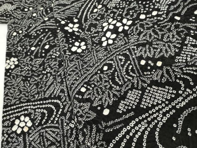 平和屋着物●訪問着 総絞り 松竹梅風景文 黒地 正絹 逸品 AABJ3231cs