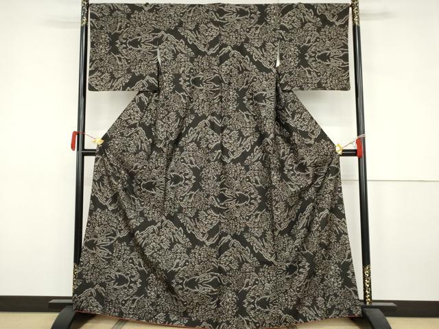 平和屋着物●本場大島紬 カタス9マルキ 泥染め 遠山風景文 正絹 逸品 AABJ3248cs