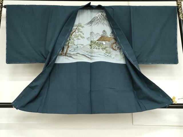 平和屋着物●男性 紬 アンサンブル 長襦袢(無双仕立て)セット 色無地 薄縹色 正絹 逸品 未使用 AABJ3250cs