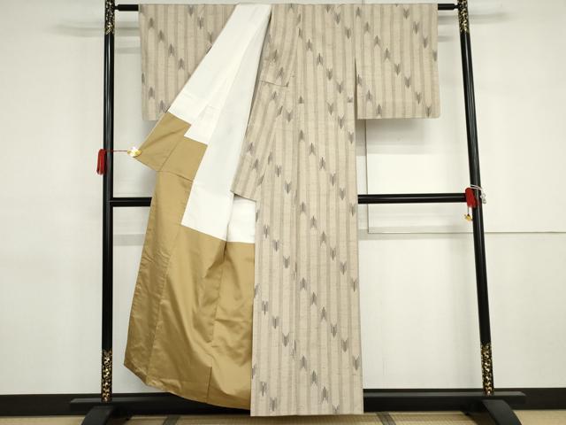 平和屋着物●ぜんまい紬 縞 正絹 逸品 AABJ3257cs