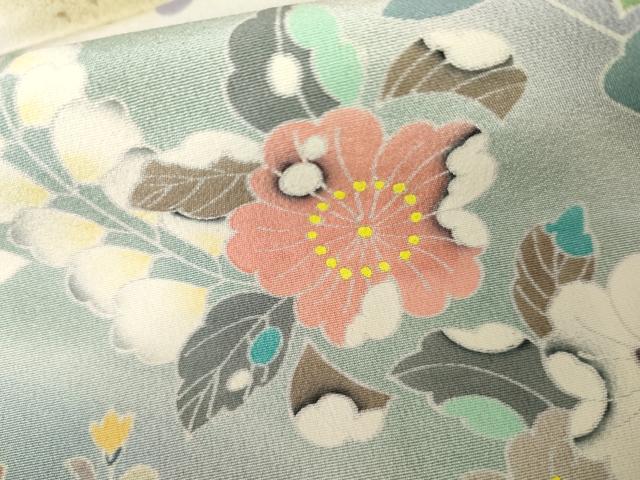 平和屋着物●吉澤友禅 訪問着 辻が花 駒刺繍 暈し染め 浜ちりめん 仮絵羽 正絹 逸品 未使用 AABJ3259cs