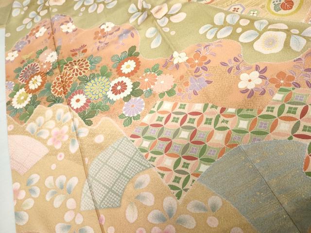 平和屋着物●豪華振袖 駒刺繍 吉祥草花文 金彩 正絹 逸品 AABJ3268cs