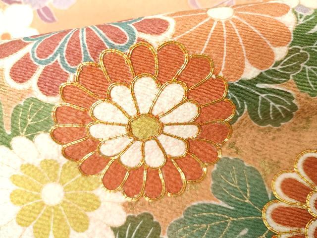 平和屋着物●豪華振袖 駒刺繍 吉祥草花文 金彩 正絹 逸品 AABJ3268cs
