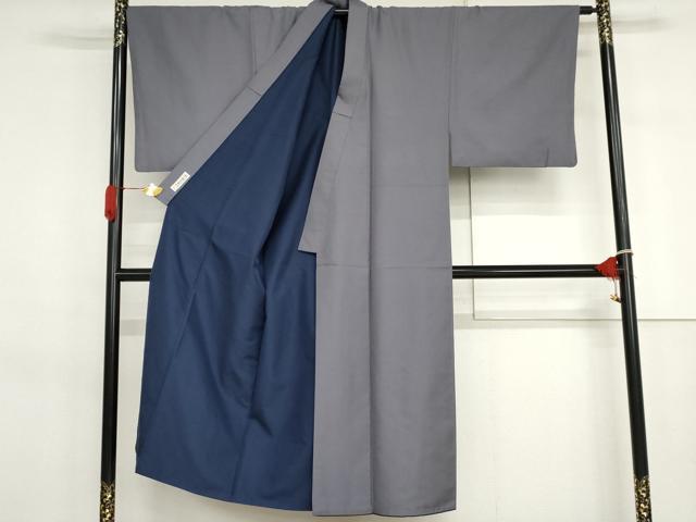 平和屋着物●男性 色無地 お召地 鳩羽色 田中屋謹製 正絹 逸品 AAAX6169csm