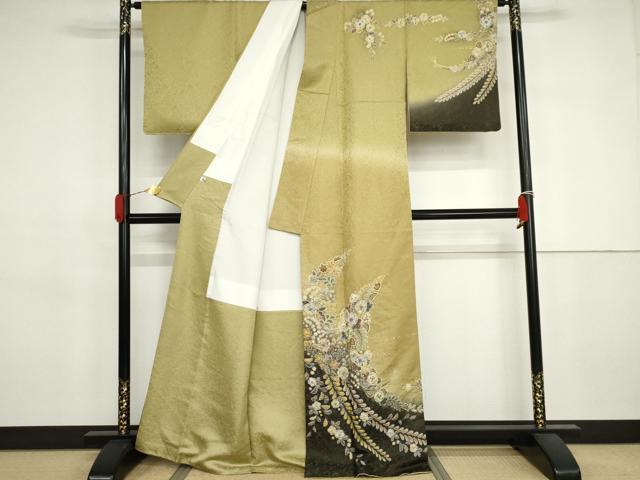 平和屋着物●越後十日町の一流染匠 桐屋・翠山工房 徳永憲峯 訪問着 辻が花 絞り 暈し染め 金彩 金通し地 正絹 逸品 AABJ3271cs