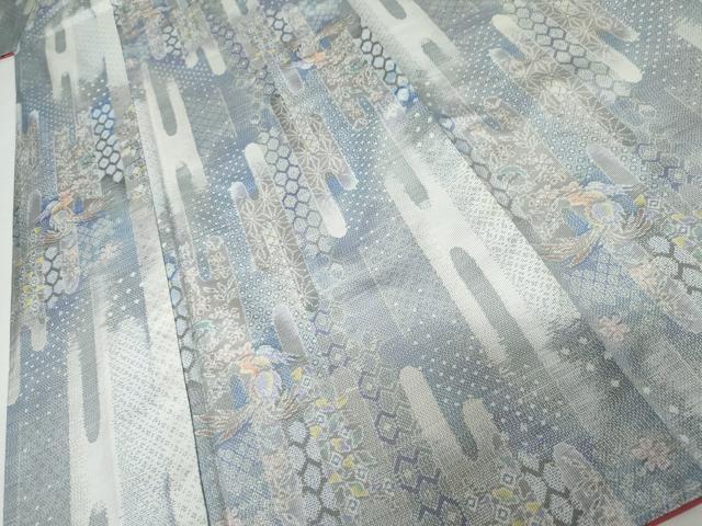平和屋着物●本場大島紬 白大島 総絣 鳳凰花文 正絹 逸品 未使用 AABJ3278cs