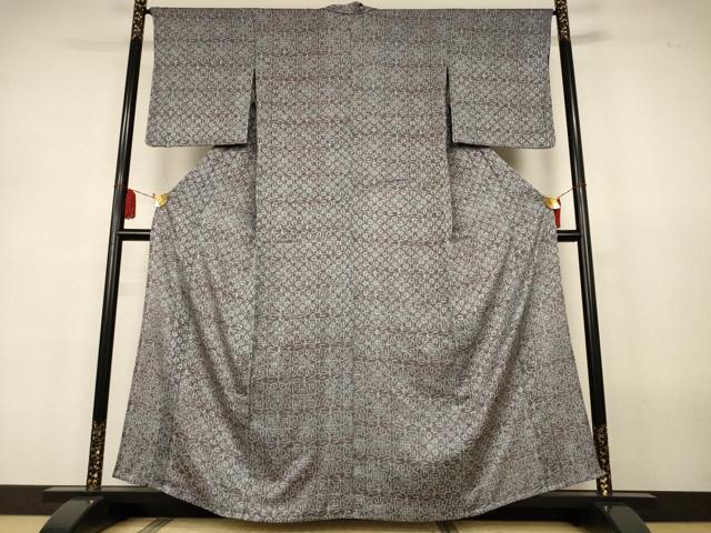 平和屋着物*夏物 小紋 紗 幾何学花文 正絹 逸品 AABJ3282jd