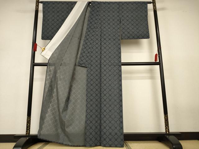 平和屋着物*夏物 お召 紗 幾何学紋紗 正絹 逸品 AABJ3283jd