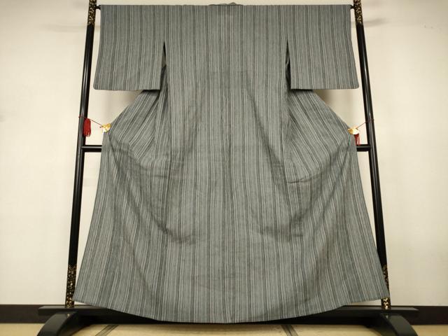 平和屋着物*夏物 小紋 浴衣兼用 縞 綿麻 AABJ3286jd