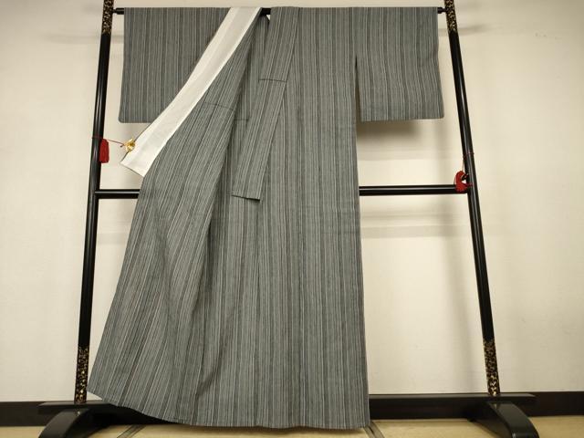 平和屋着物*夏物 小紋 浴衣兼用 縞 綿麻 AABJ3286jd