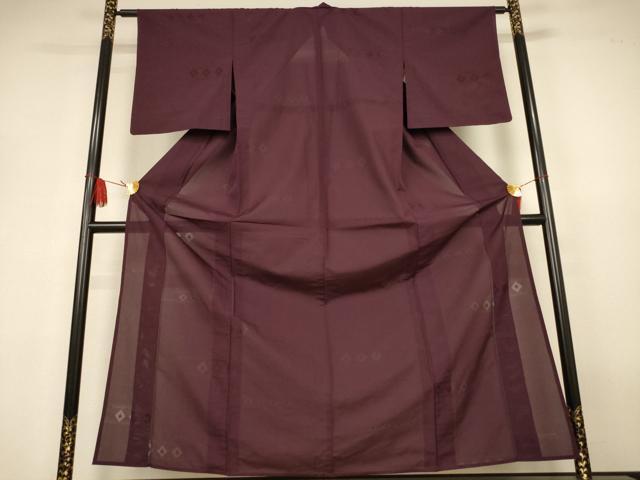 平和屋着物*夏物 色無地 縦絽 菱紋紗 黒鳶色 正絹 逸品 AABJ3294jd