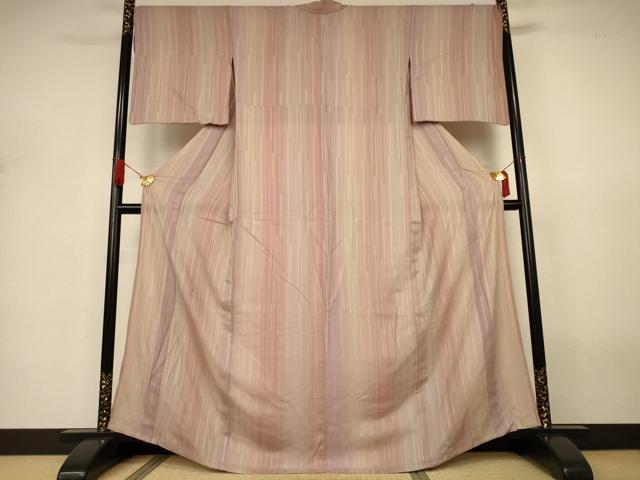 平和屋着物*夏物 小紋 縞紋紗 暈し染め 正絹 逸品 AABJ3305jd