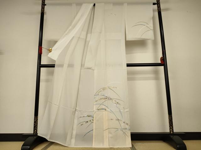 平和屋着物*夏物 訪問着 絽 芝花文 暈し染め 五泉 反端付き 正絹 逸品 AABJ3317jd