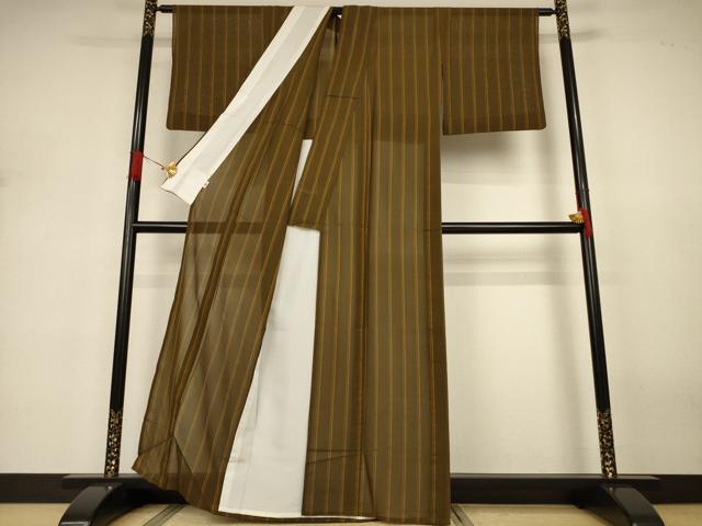 平和屋着物*夏物 本場黄八丈 夏黄八 縞 正絹 逸品 AABJ3329jd