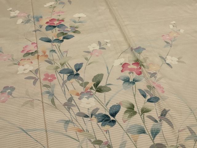 平和屋着物*夏物 訪問着 絽 友禅 草花文 正絹 逸品 AABJ3345jd