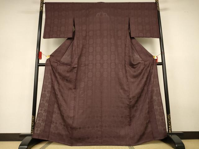 平和屋着物*夏物 色無地 花丸紋紗 黒鳶色 正絹 逸品 未使用 AABJ3347jd