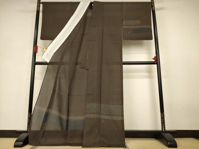 平和屋着物*夏物 訪問着 紗紬 絞り 横段丸文 ロング丈 正絹 逸品 AABJ3349jd