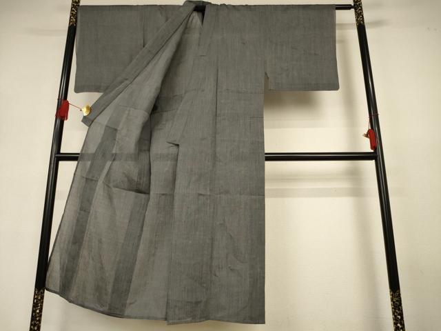 平和屋着物*夏物 男性 小千谷ちぢみ 縞 麻 逸品 AABJ3352jd
