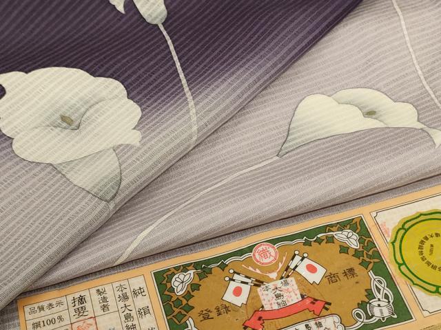 平和屋着物*夏物 本場縞大島紬 夏大島 訪問着 カラー 暈し染め まるやま扱い 証紙付き 寿紬工房 正絹 逸品 AABJ3359jd