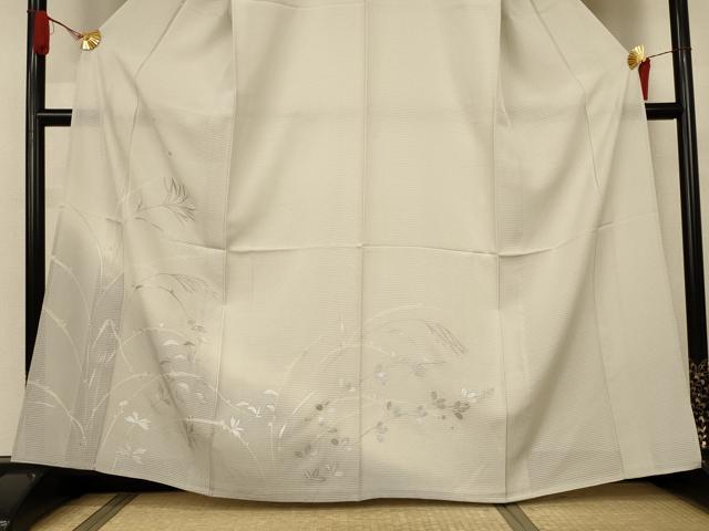 平和屋着物*夏物 訪問着 絽 草花文 暈し染め 銀彩 正絹 逸品 AABJ3363jd