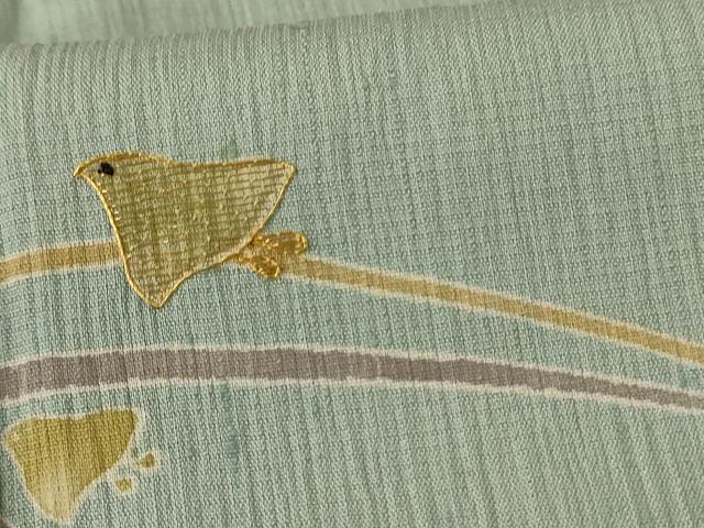 平和屋着物*夏物 訪問着 紗紬 刺繍 立波舞鳥文 金糸 正絹 逸品 AABJ3368jd