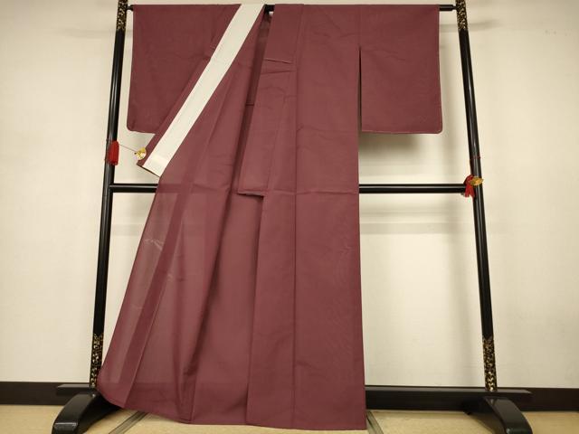 平和屋着物*夏物 紗紬 芝文紗 色無地 小豆色 正絹 逸品 未使用 AABJ3369jd