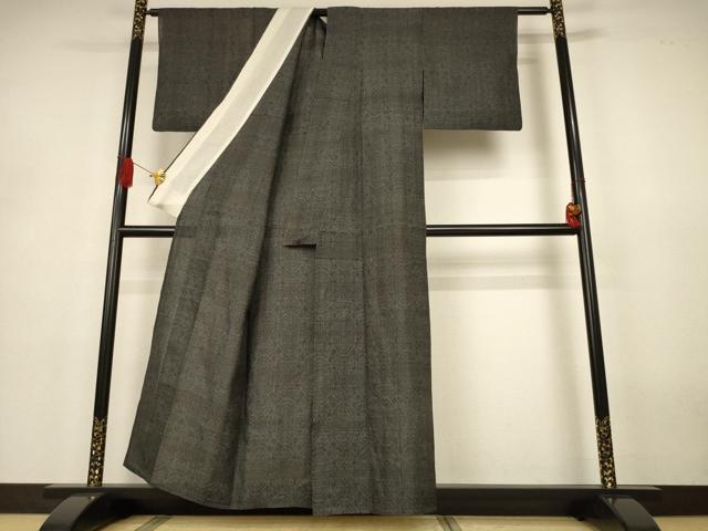 平和屋着物*夏物 石川県指定無形文化財 能登上布 本麻手織上布紬 幾何学文 麻 逸品 AABJ3370jd
