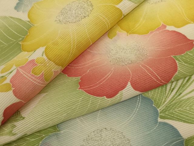 平和屋着物*夏物 小紋 絽 草花文 銀彩 正絹 逸品 AABJ3375jd