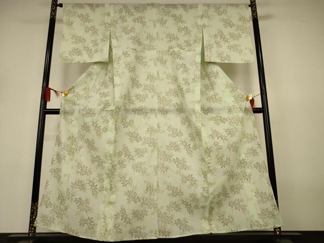 平和屋着物*夏物 小紋 紗 縮織 楓文 AABJ3376jd