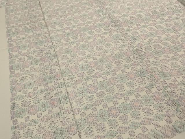 平和屋着物*夏物 小紋 紗 幾何学文 洗える着物 AABJ3378jd