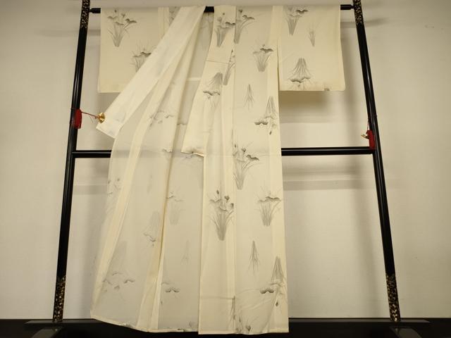 平和屋着物*夏物 小紋 絽 手描き 草花文 正絹 逸品 AABJ3379jd