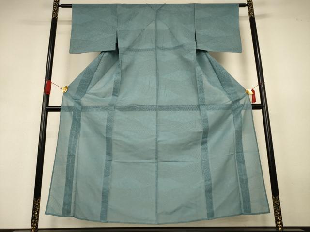 平和屋着物*夏物 色無地 吉祥紋紗 藍鼠色 正絹 逸品 AABJ3388jd