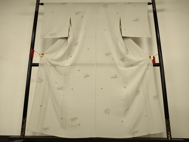 平和屋着物*夏物 小紋 絽縮緬 草花文 蛍 正絹 逸品 AABJ3389jd