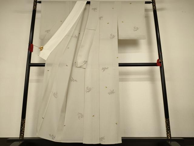 平和屋着物*夏物 小紋 絽縮緬 草花文 蛍 正絹 逸品 AABJ3389jd