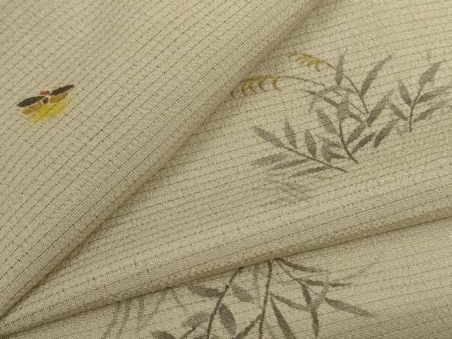 平和屋着物*夏物 小紋 絽縮緬 草花文 蛍 正絹 逸品 AABJ3389jd