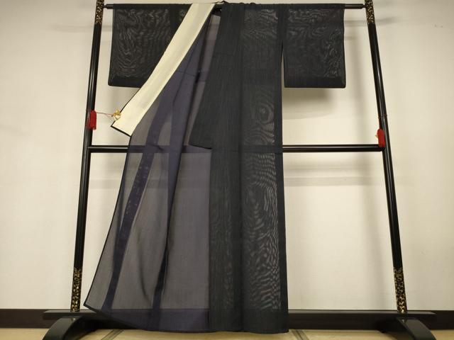 平和屋着物*夏物 小紋 紗 よろけ縞 正絹 逸品 AABJ3393jd