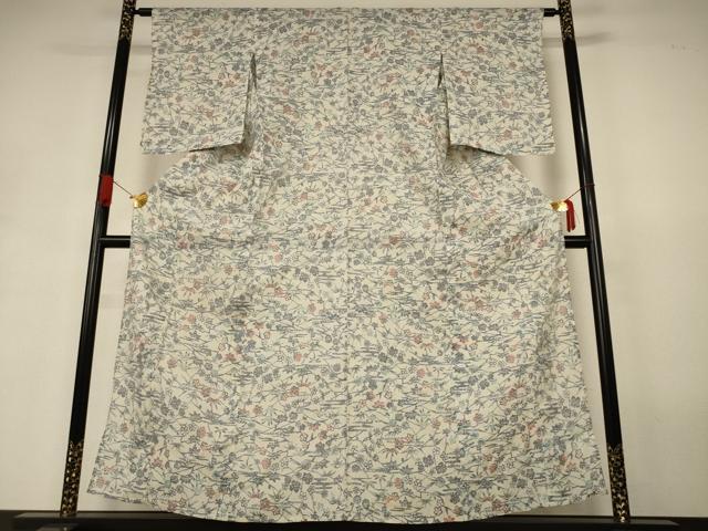 平和屋着物*夏物 小千谷ちぢみ 草花文 麻 逸品 AABJ3394jd