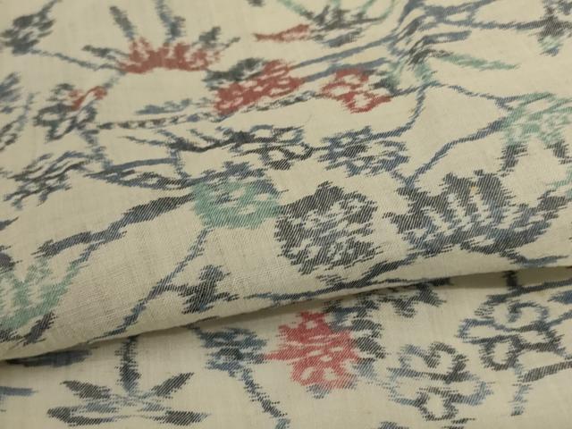 平和屋着物*夏物 小千谷ちぢみ 草花文 麻 逸品 AABJ3394jd