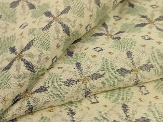 平和屋着物*夏物 小千谷ちぢみ 幾何学文 麻 逸品 AABJ3396jd