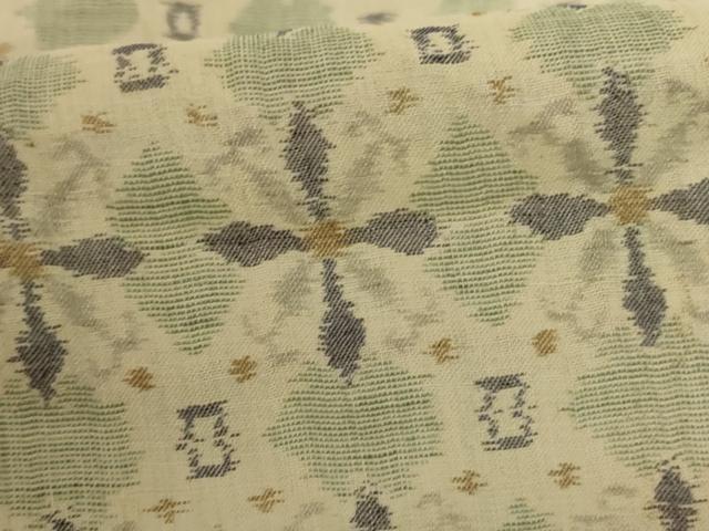 平和屋着物*夏物 小千谷ちぢみ 幾何学文 麻 逸品 AABJ3396jd