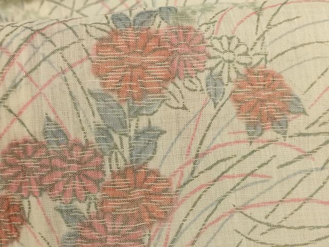 平和屋着物*夏物 小千谷ちぢみ 草花文 麻 逸品 AABJ3397jd