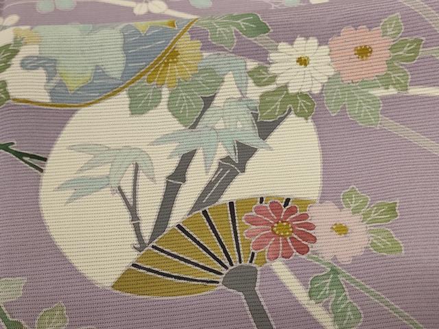 平和屋着物*夏物 訪問着 絽 友禅 団扇 草花文 ロング丈 正絹 逸品 AABJ3399jd