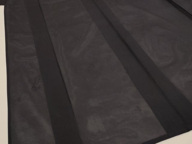 平和屋着物*夏物 色無地 絽 舞葉紋紗 紫黒色 正絹 逸品 AABJ3411jd