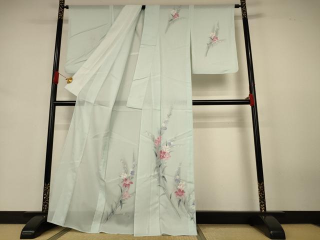 平和屋着物*夏物 訪問着 絽 草花文 暈し染め 洗える着物 AABJ3413jd