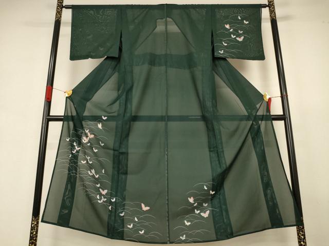 平和屋着物*夏物 訪問着 絽 芝舞蝶文 洗える着物 AABJ3414jd
